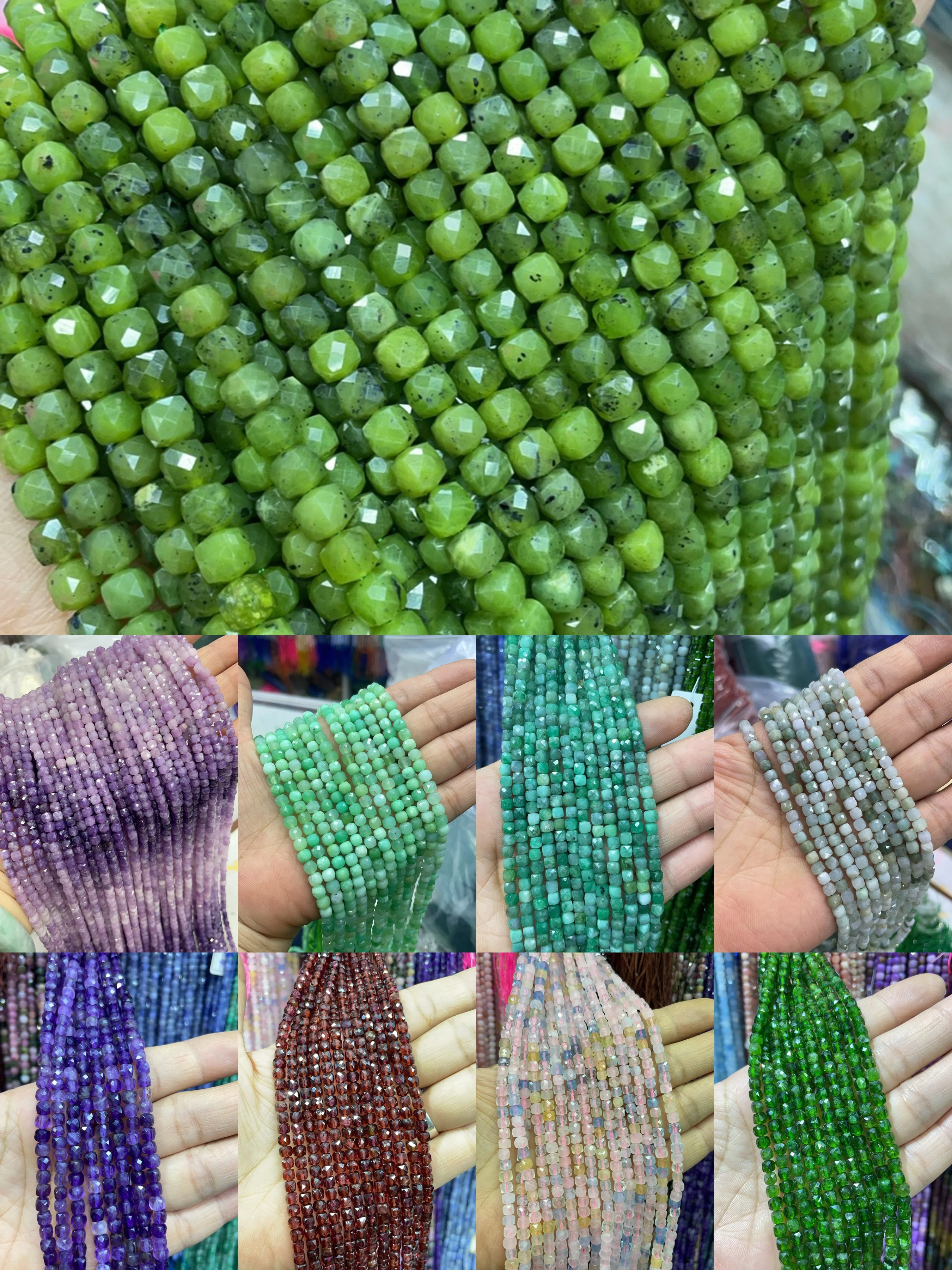 Wholesale All Kinds Natural Stone Square 4x4mm The length is 39cm