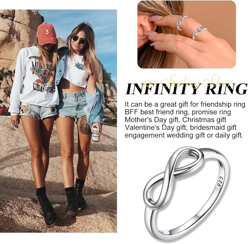 Simpel Infinity Knot Rings, Nice Cute BFF Friendship/Bridesmaid Band Rings, Dainty Eternity Promise Wedding Bands Every Day Ring
