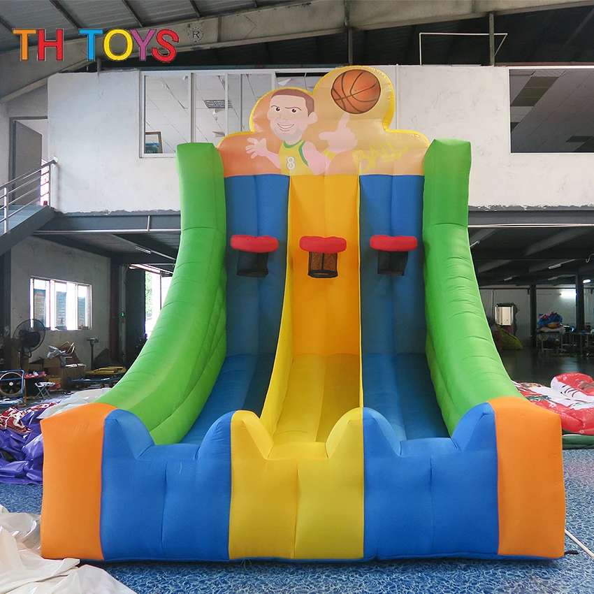 basketball shooting new inflatable game,3.5m giant inflatable basketball hoop game/cheap air hoop game for children