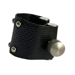PU Leather Alto Saxophone Mouthpiece Clamp Professional Ligature Clip Woodwind Instrument Accessory for Sax Clarinet Beginners