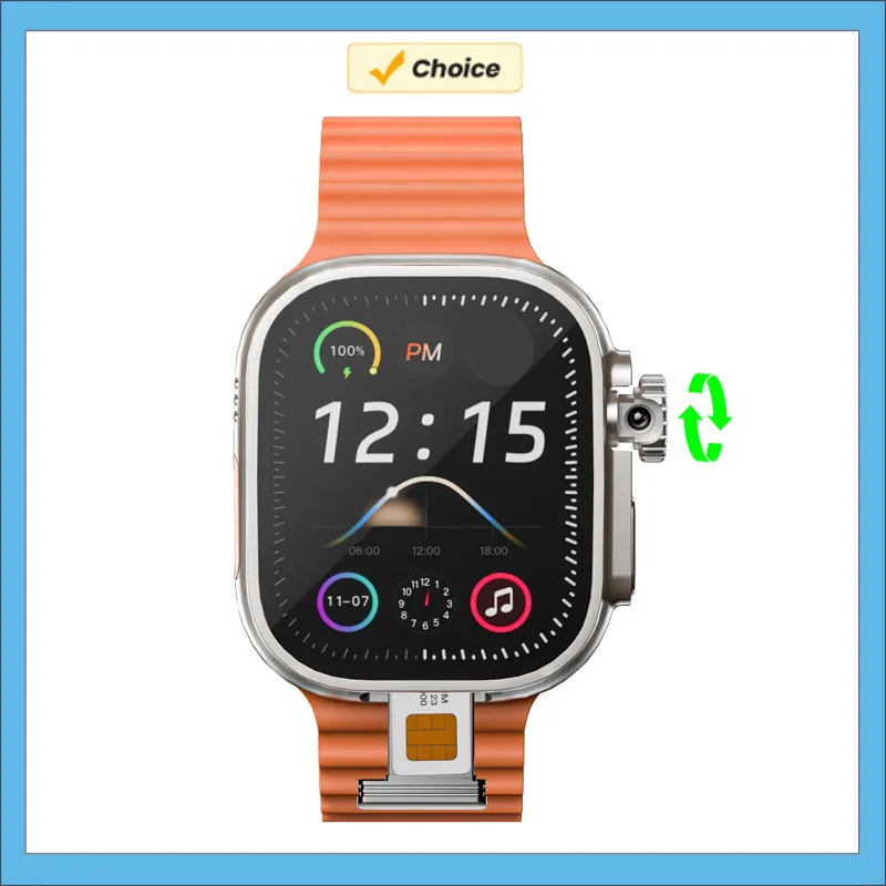 Smart Watch Ultra 4G SIM Card Android 8.1 180° Rotating Camera WIFI GPS Positioning APP  Download  Ai Voice Assistant Smartwatch