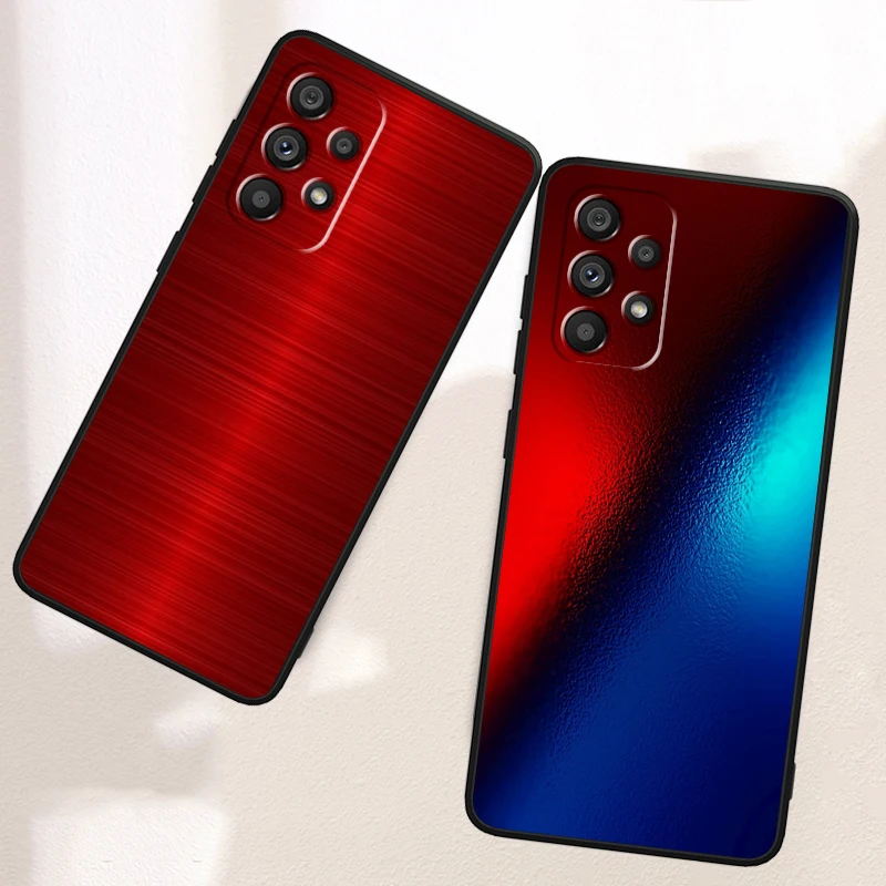 Red Blue Metal And Seawater For Samsung A53 A52 A33 A32 A51 A71 A21S A13 A73 A50 A22 A23 A03 A72 A54 A12 5G Black Soft