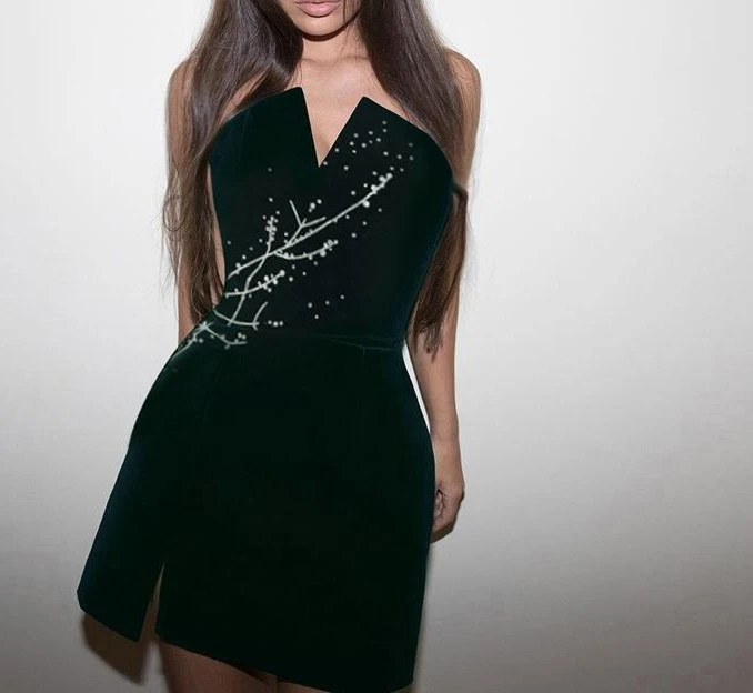 

2026 Tube Top Collar Velvet Small Split Dress Autumn Sexy Temperament Commuter Women's Dress Women