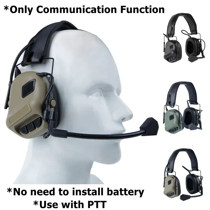 Tactical Headset Headphone Outdoor Ear-muffs Shooting Headsets Hunting Hearing Protector Ear Protective Earmuff Use with PTT