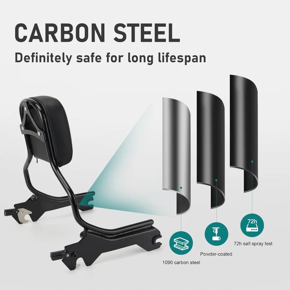 MoKitDora Encosto Destacável Sissy Bar Upright com Almofada para modelos Softail Fat Bob FXFB e FXFBS de 2018-mais tarde, Preto