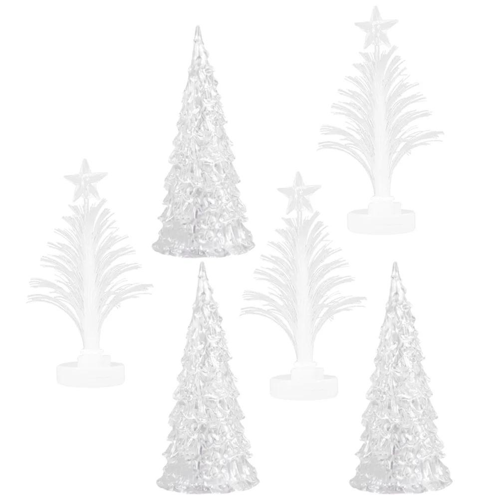 6 قطعة زينة شجرة عيد الميلاد منضدية صغيرة أضواء عيد الميلاد سطح المكتب زخرفة لقضاء عطلة حفلة هدية شجرة صغيرة ديكور