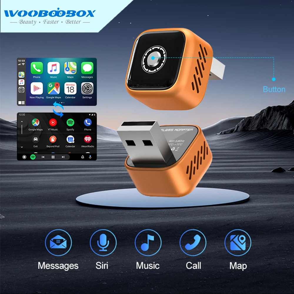 Wooboobox Wireless Android Auto CarPlay Play Adapter USB Plug Car AI Box WiFi Bluetooth For Mazda Button Toggle iPhone B5 view 6