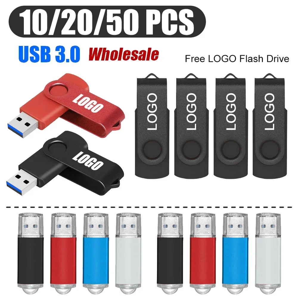 10/20/50PCS LOT Portable pendrives 64GB Waterproof 3.0 usb flash drive 32GB 16GB 8GB Real Capacity USB pen drive Free laser logo