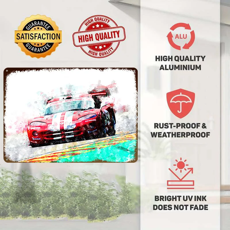 Racing Viper Metal Poster Customized Wall Art Retro Vintage Tinplate Signs for Interior Decoration Living Room Accessories House