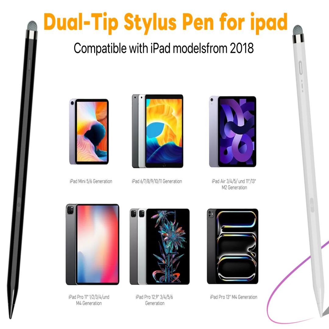 

Dual-Tip Stylus Pen for iPad , Compatible with Apple Pencil (2018-2025),A16 iPad11/ 10/9/8/7/6、Air 5/4/3、Mini 6/5，Pro 11" /12.9"