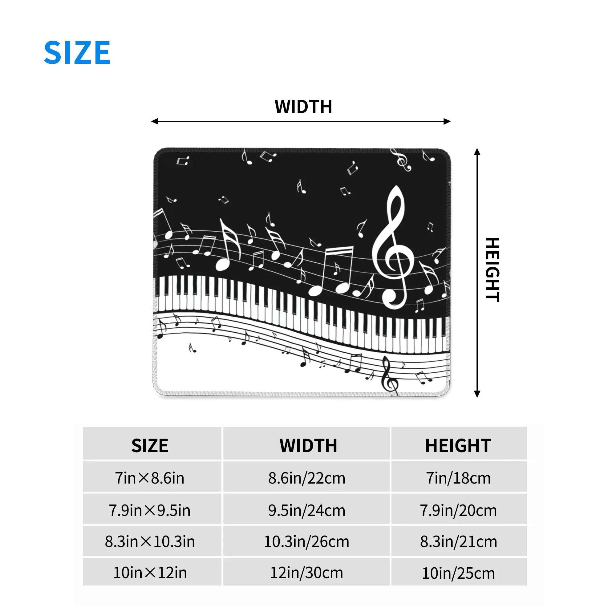 Black White Piano And Music Note Mouse Pad Computer Keyboard Mouse Mat Gamer PC Laptop Desk Mat Office Accessories Table Mats