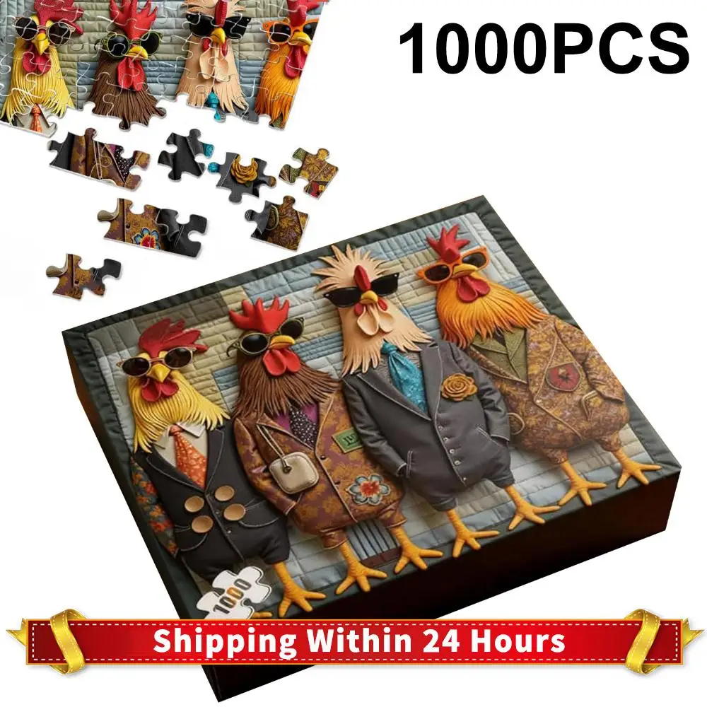1000 peças galos de pista quebra-cabeça desafiadores quebra-cabeças de animais difíceis engraçado quebra-cabeça de frango para a família adultos presente