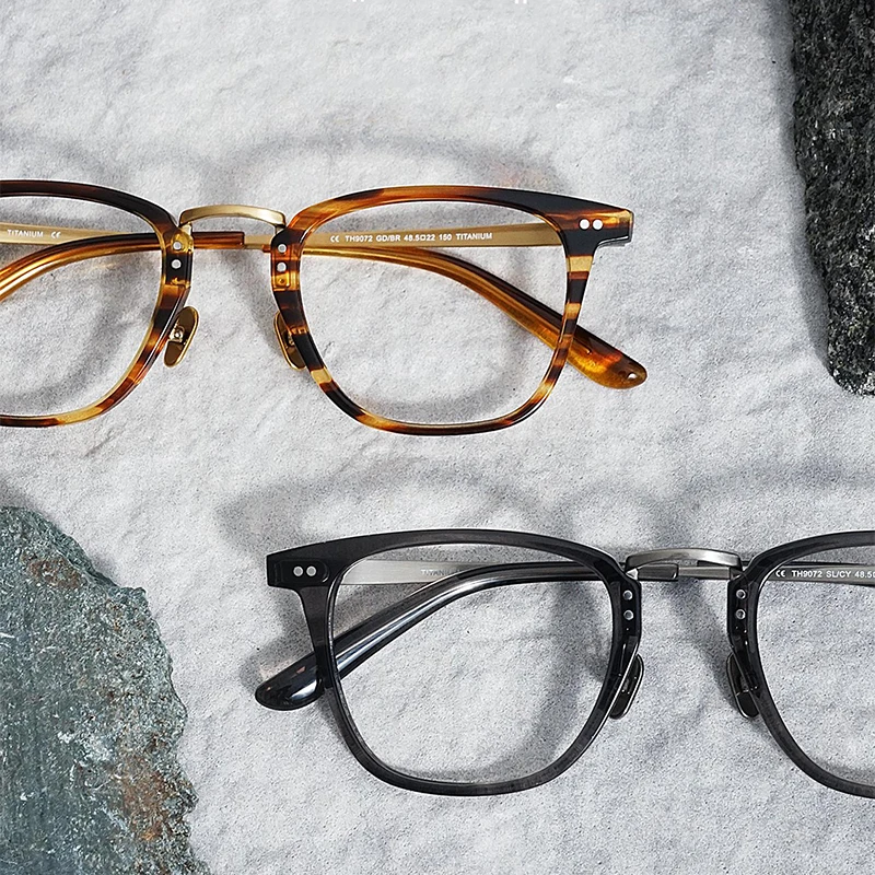 2025 Popular Japanese Vintage Square Glasses Frame Men Women Titanium Acetate Ultralight Eyeglasses Retro Green Tortoise Eyewear