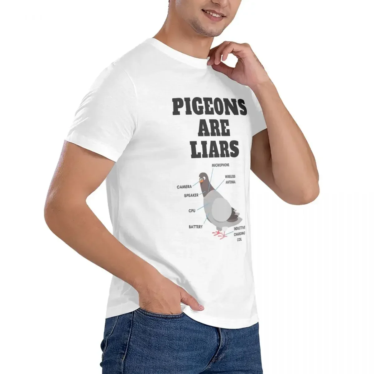 HOT SALE Pigeons Are Liars, Pigeons Arent Real T-shirt Men Fashion Oversized T Shirt Men Round Neck Summer Shirts Tops S-6XL