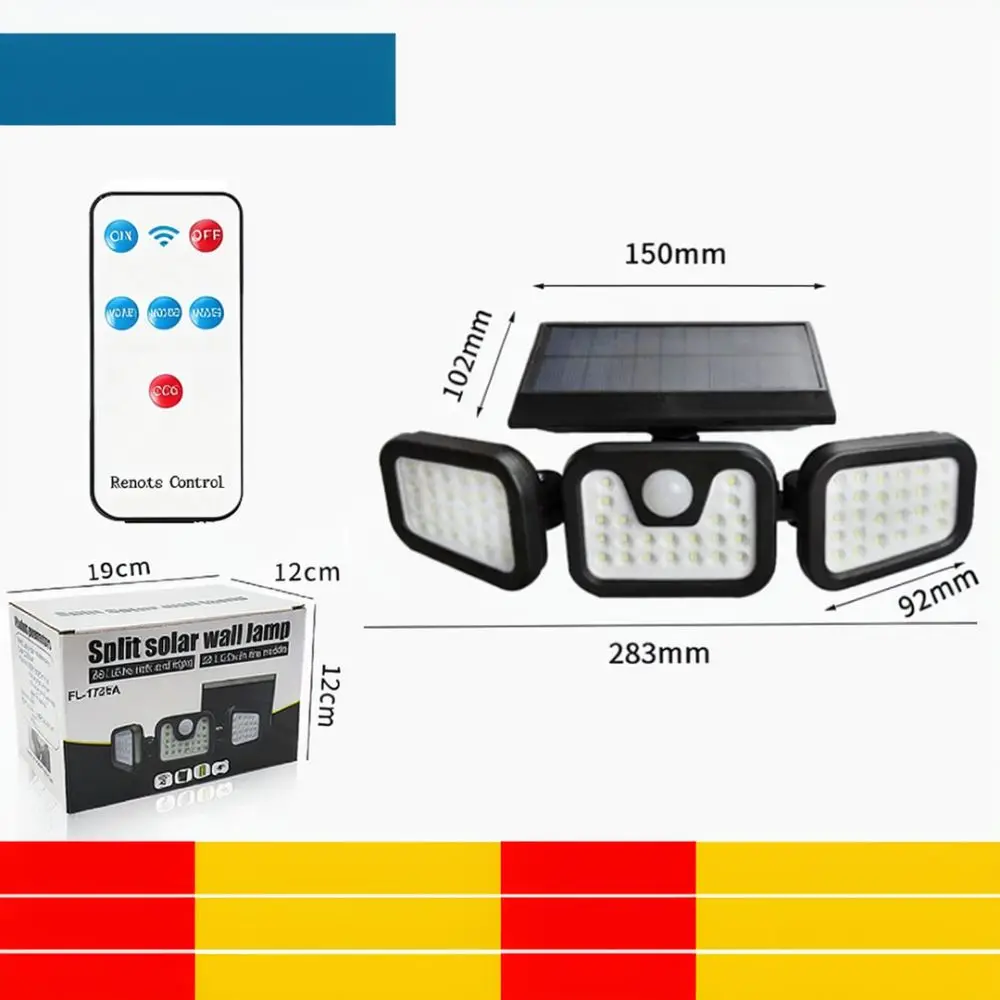 Solar Powered Split Wall Light Triple Head Outdoor Waterproof Motion Sensor Lamp For Garden Patio Security Lighting