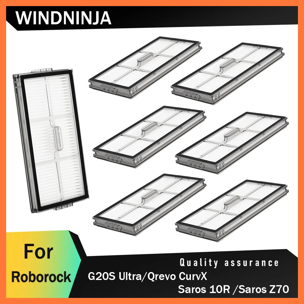 أجزاء مرشحات HEPA لـ Roborock G20S Ultra/Qrevo CurvX/Saros 10R /Saros Z70 جهاز آلي لتنظيف الأتربة ملحقات مرشحات قابلة للغسل
