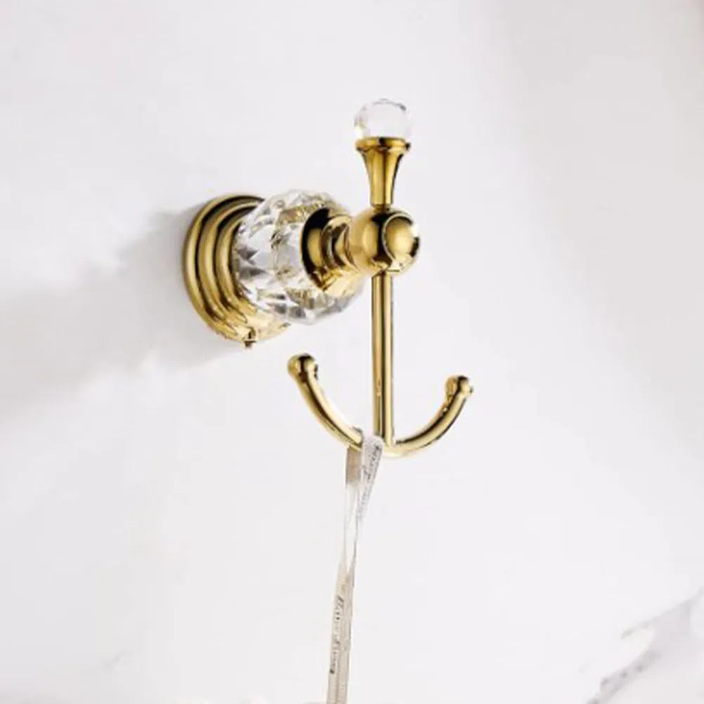 Mounted Hook Stainless Steel Crystal Decorative Bathroom Towel Holder Heavy Duty Punching Hook Bathroom Wall Hooks