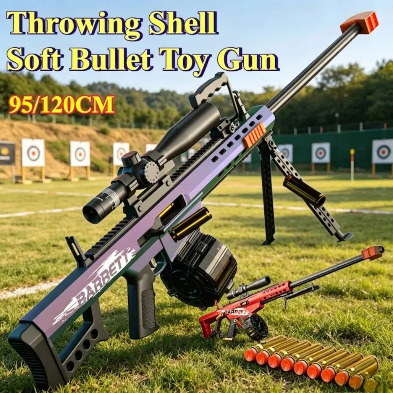Full Automatic Barrett EVA Safety Soft Bullet Toy Gun Outdoor CS Shooting Games Toy Sniper Rifle Model Christmas Gift