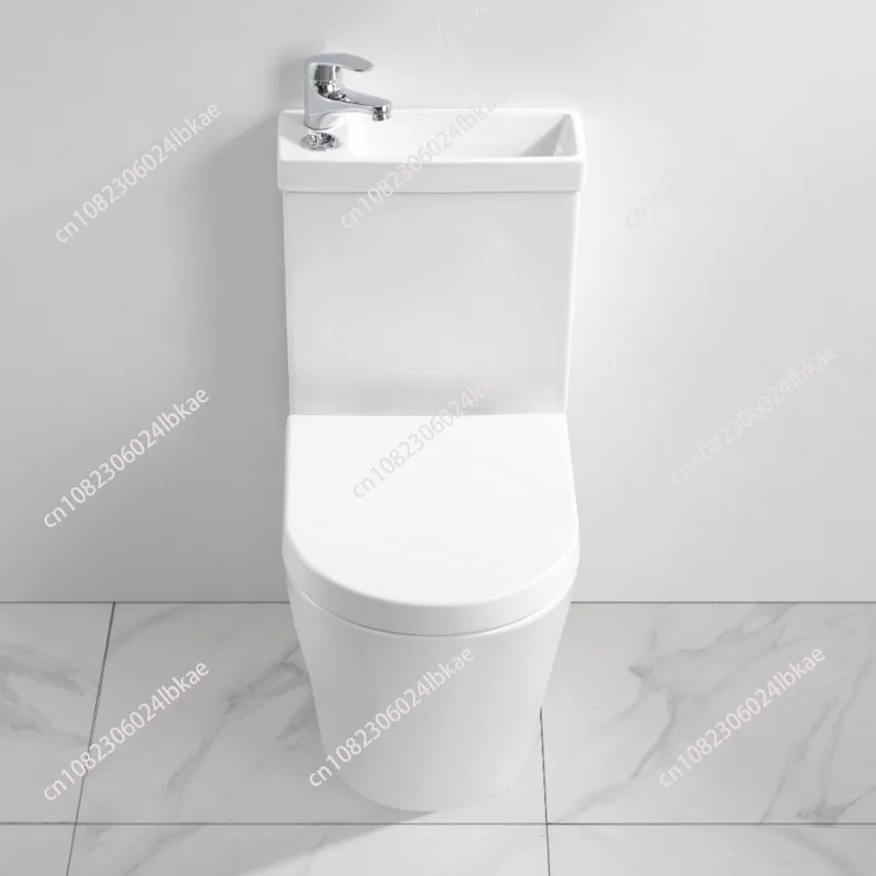 2In1 Sink Combined Washbasin Bathroom Toilet Space Saving Unit With Faucet Thick Closed Design For Small Household Restroom