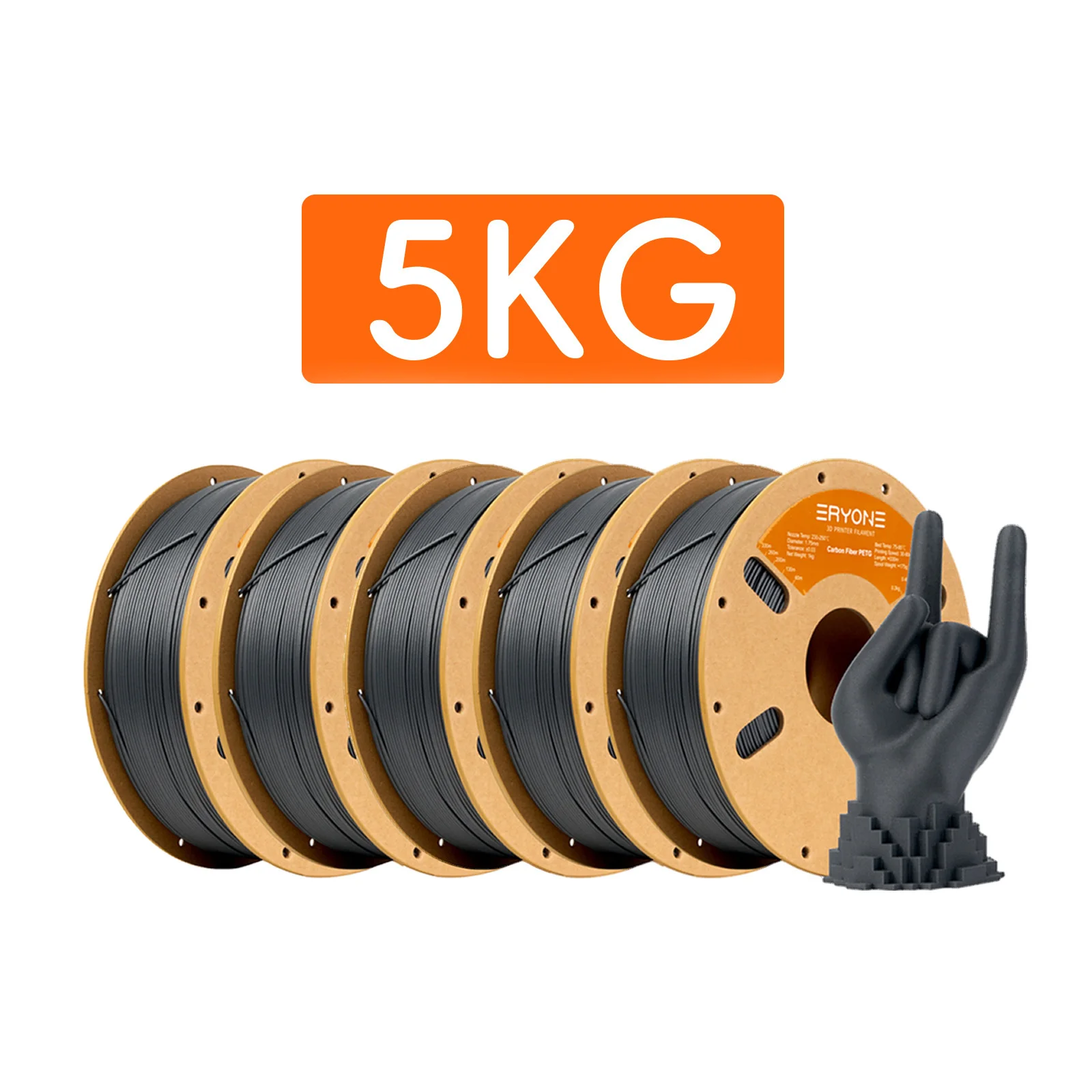 ERYONE Grote Uitverkoop 5KG PETG Carbon Fiber Premium Filament 3D Print, Meerdere Kleuren Beschikbaar, PETG-CF filament, 1KG/Spoel