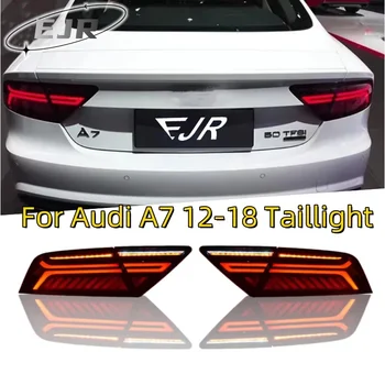 Oto Aksesuarları 12 ila 18 Audi A7 Arka Lambaları Montajları LED Su Direksiyon Arka Kuyruk Lambası A7 ile Modifiye Yeni Model