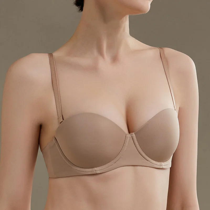 

Seamless Bra Strapless Bra Underwear For Women Demi Cup Removable Straps Silky Surface Sexy Lingerie Women's Strapless Bra