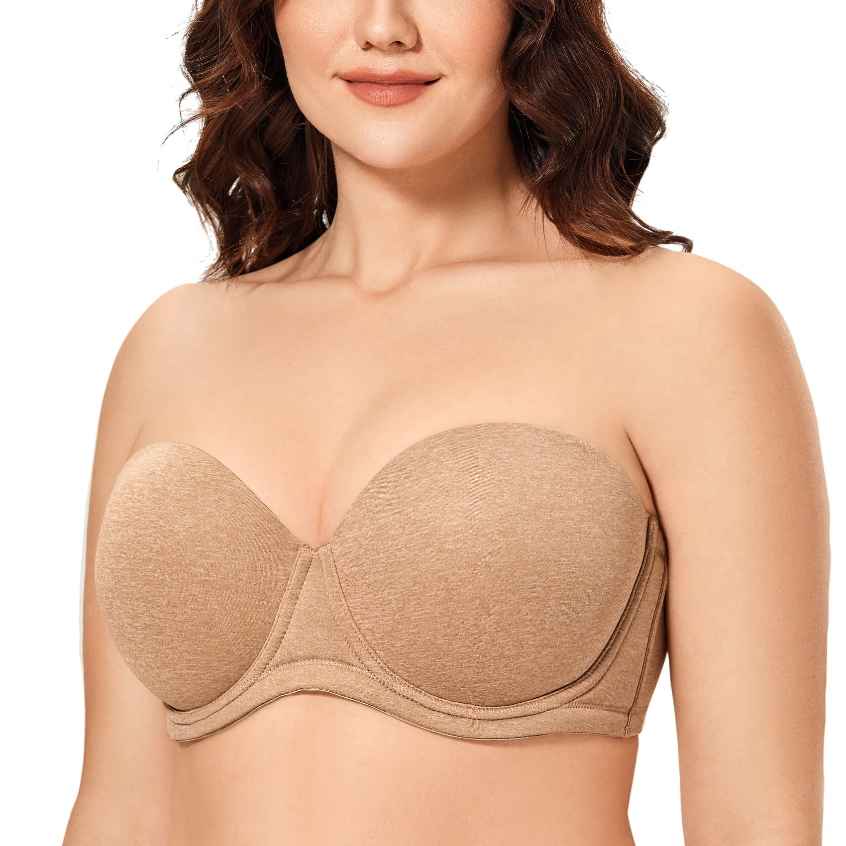 

Women's Plus Size Strapless Bra Underwire Contour Multiway Full Coverage Slightly Padded Silicone Push Up Bras