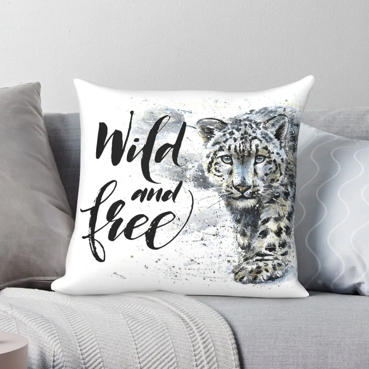 Snow Leopard Jaguar Predator Square Pillowcase Polyester Linen Velvet Printed Zip Decor Pillow Case Bed Cushion Cover Wholesale