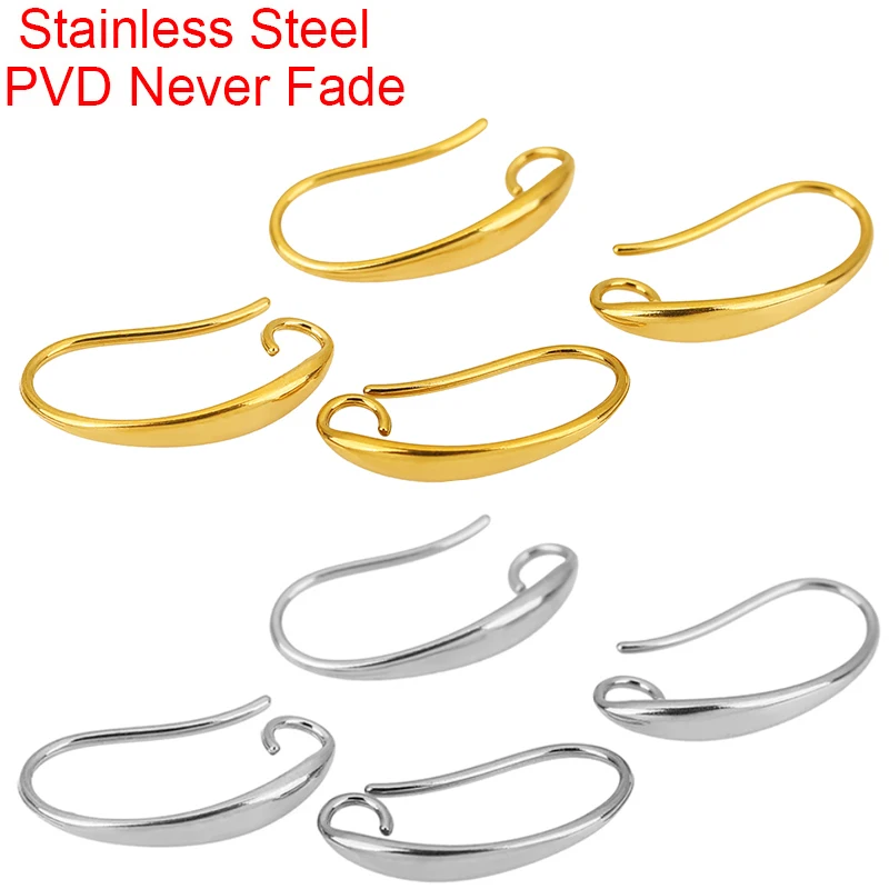 4pcs Never Fade PVD Stainless Steel Earring Hooks Clasp Bulk Anti Allergy Earring Making Earing Wires For Diy Jewelry Findings