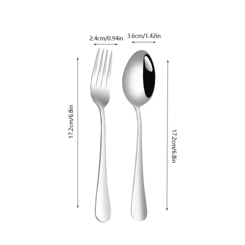 2/4/6pcs1010 Stainless Steel Spoon Fork Set, Simple and Beautiful, Dishwasher Safe and Necessary for Every Household. view 6