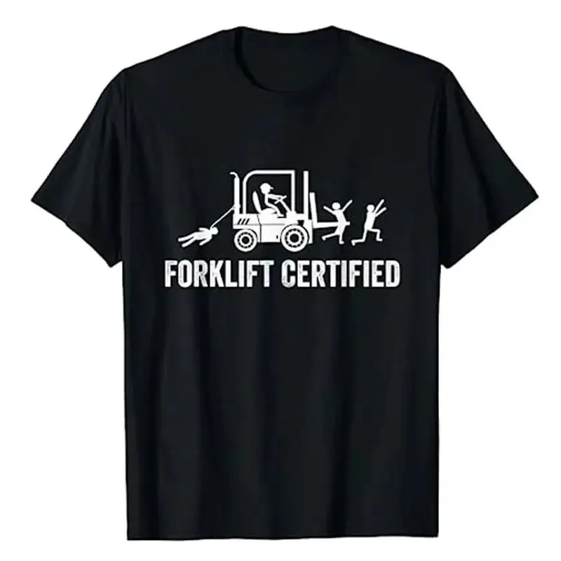Forklift Operator Pattern Printed T-shirt Fun Graphic Top Stylish and Comfortable Short Sleeve Men's and Women's Clothing