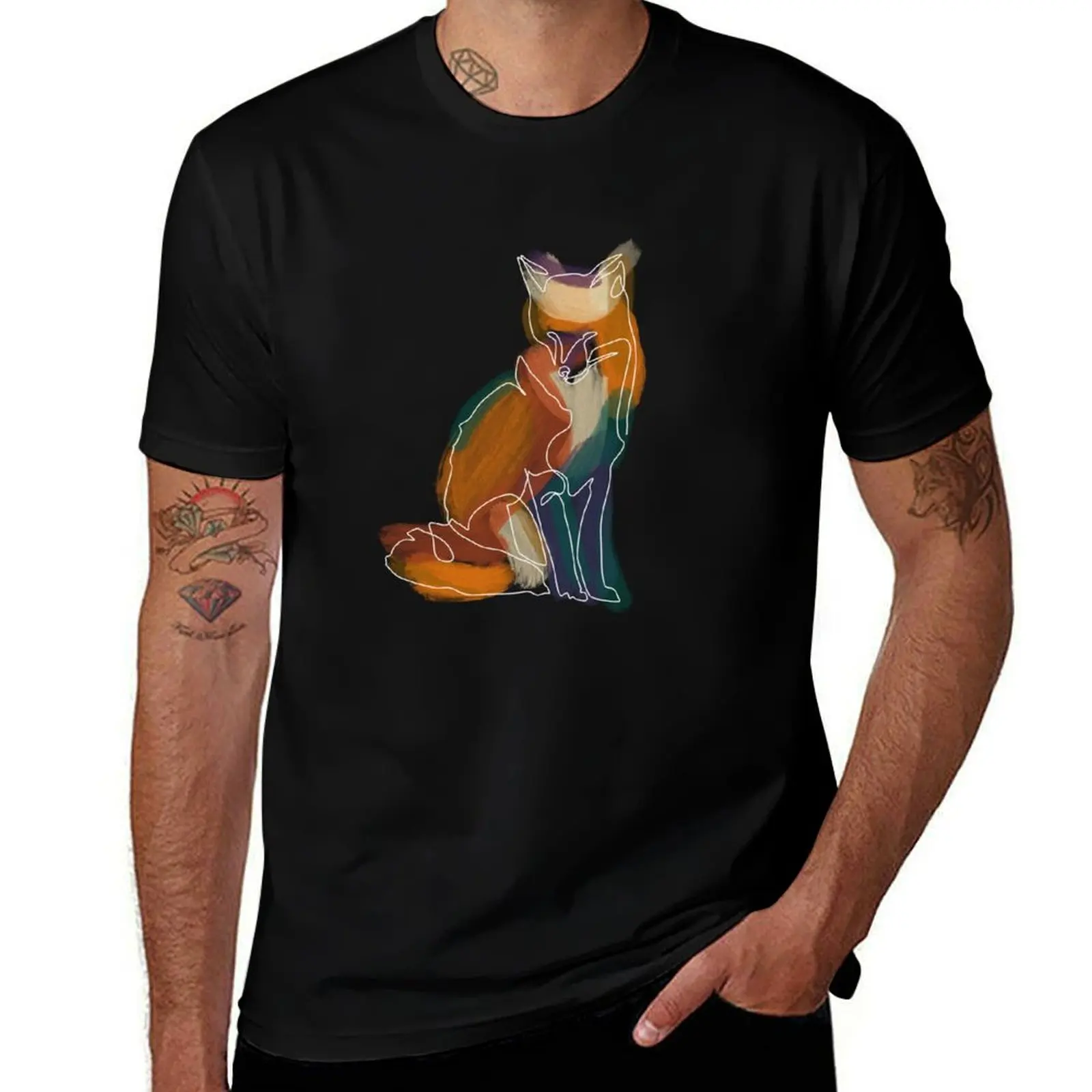 

Painted fox T-Shirt summer top custom t shirt plain t shirts men