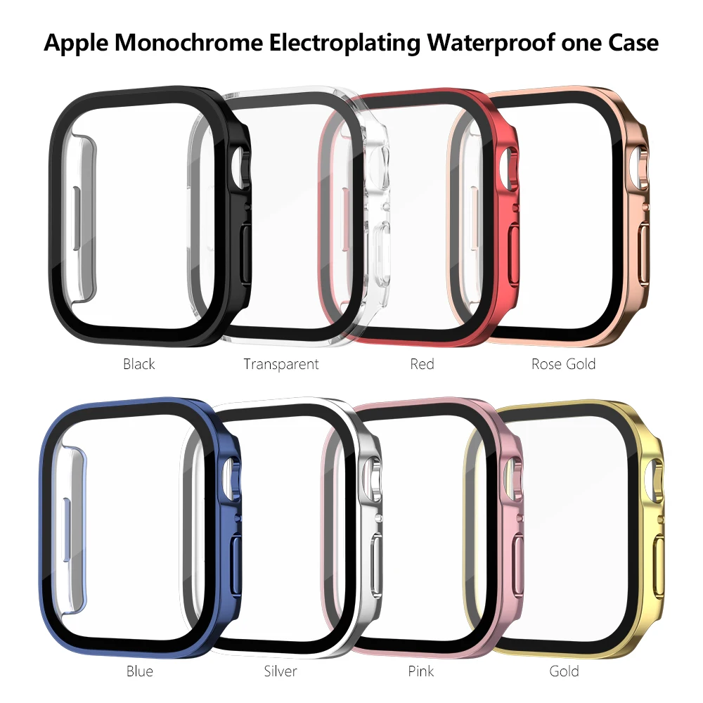 Custodia impermeabile per orologio in vetro temperato per Apple Watch Serie 8 7 Cover 40mm 44mm 41mm 45mm Protector Edge IWatch 6 SE 5 4