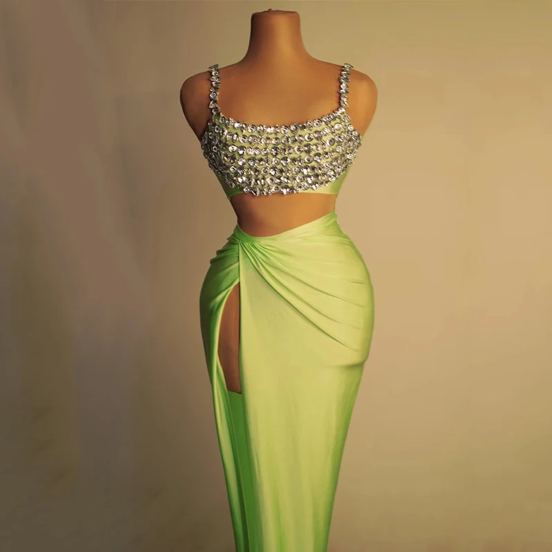 Nowy seksowny strój do tańca na rurze błyszczące Rninestones górna spódnica z rozcięciem damskie świętuj Gogo kostiumy tancerza sceniczny zestaw ubrań festiwalowych