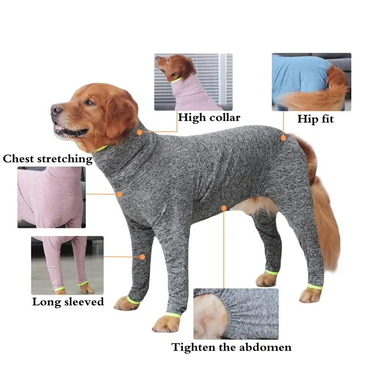 Full Cover Big Dog Jumpsuit Dog Recovery Suit After Surgery Anti Shedding Bodysuit Pet Claming Pajamas For Medium Large Dogsowns