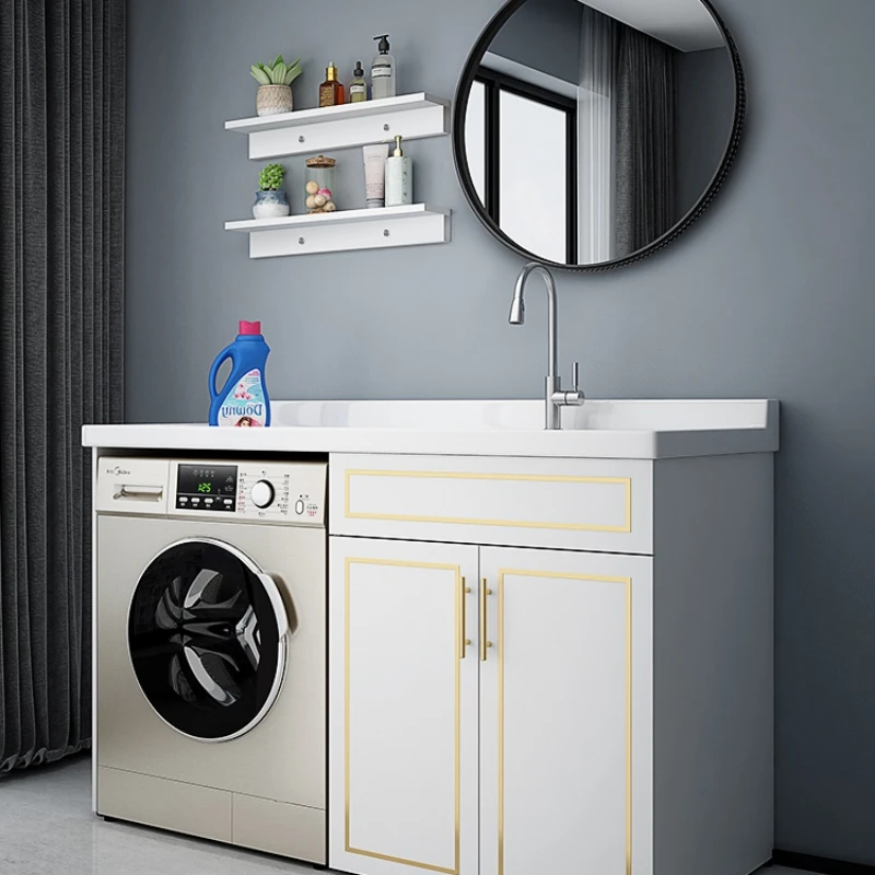 Integrated basin washing machine significant other laundry pool with rubbing board face wash hand basin bathroom cabinet