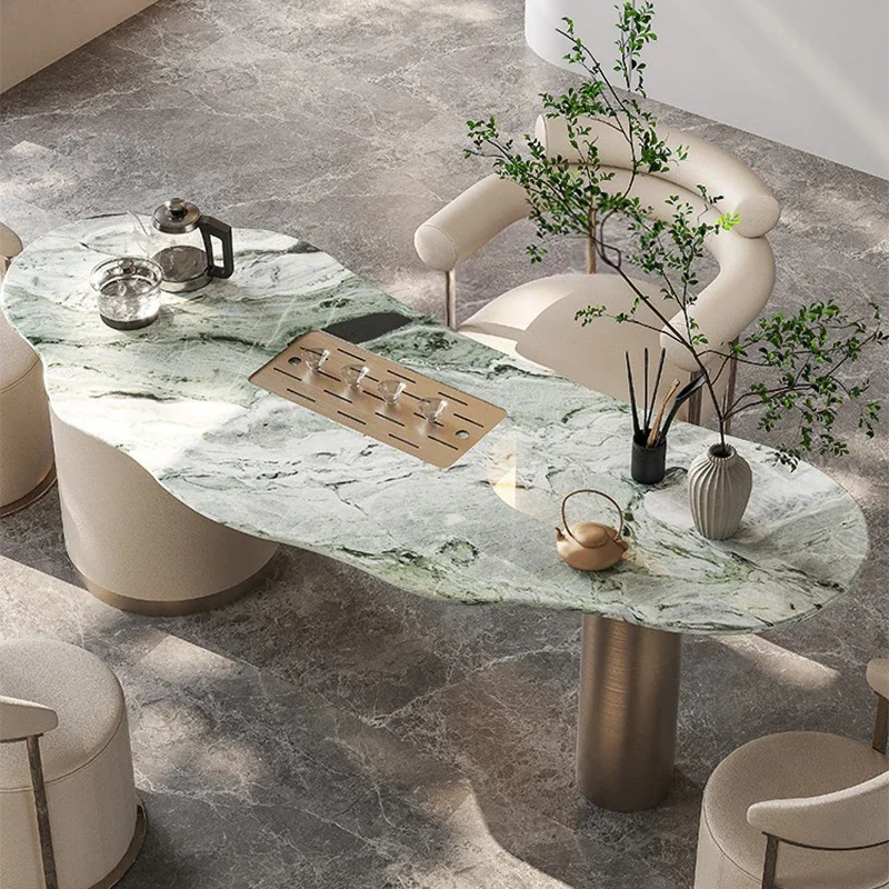 Nordic Boiler Kettle Tea Table Tray Drain Luxury Unique Metal Marble Tables White Designer Storage Tavolini Soggiorno Furniture