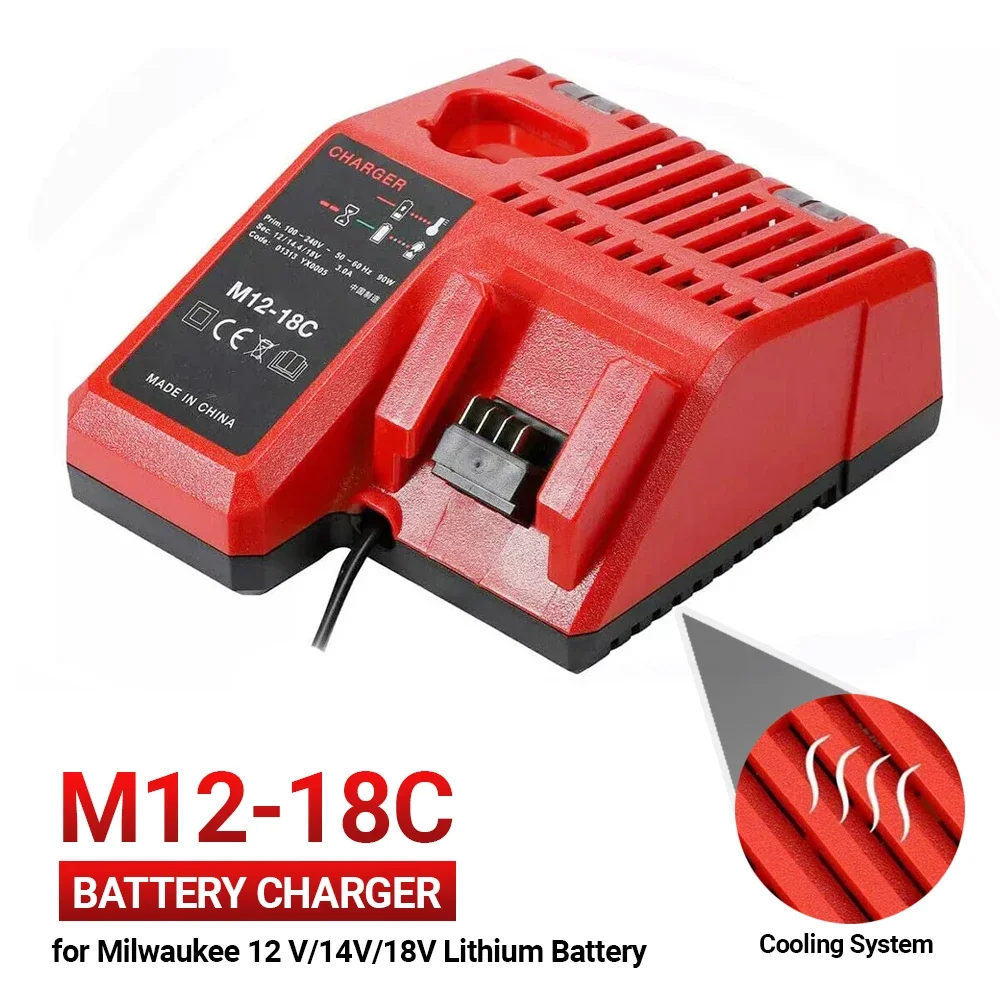 

3A Fast Charger for Milwaukee M12 M18 12V-18V Li-ion Battery with LED Display and Multi Protection