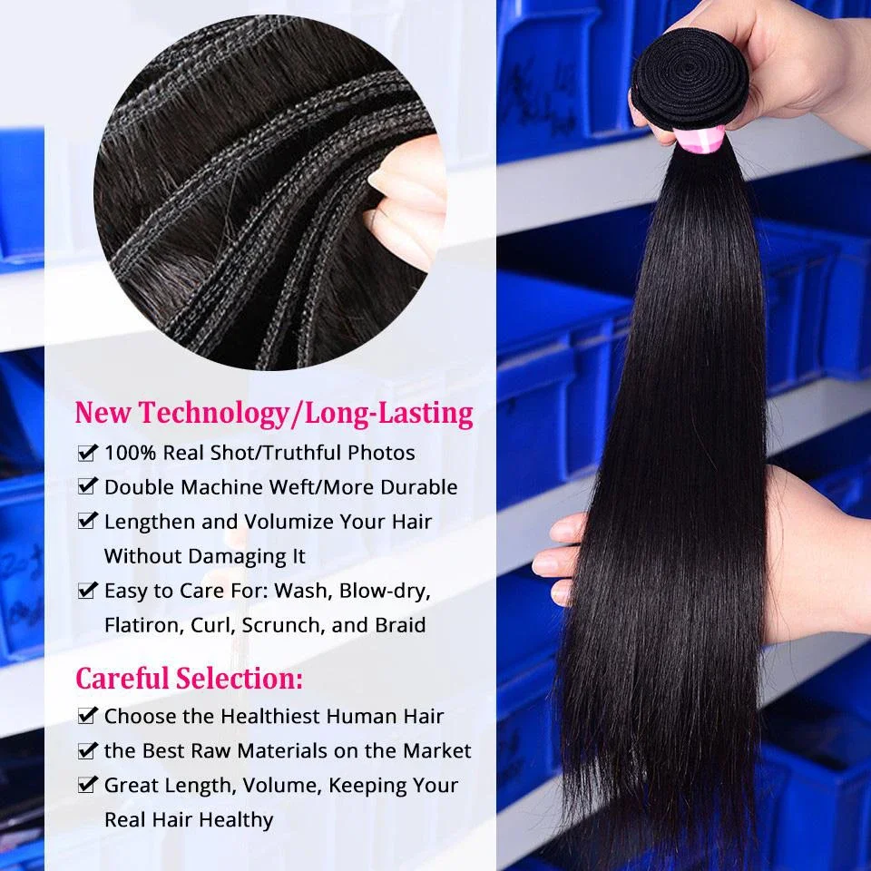 Brazilian 30 40 Inch Raw Virgin Unprocessed Human Hair Extensions Bone Straight Human Hair Weave Bundles 1/3/4 Pcs Double Wefts S9e235e2ea7e94b1bb0adb48cf81f3adaE