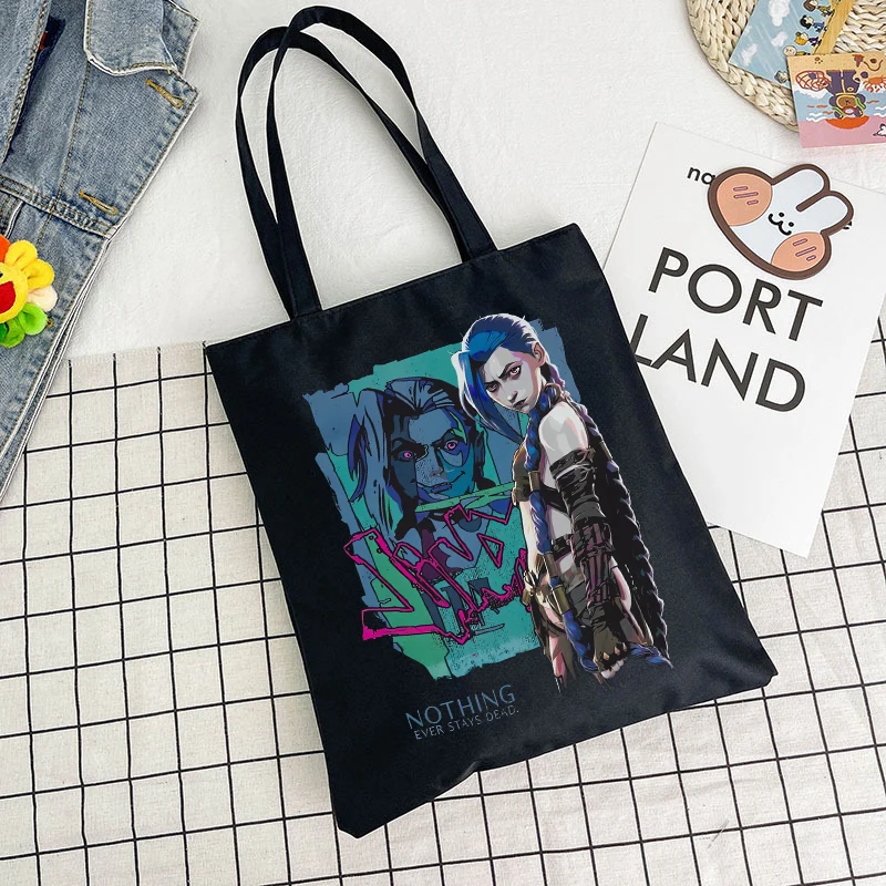 Arcane League of Legends Tote Kids Cartoon Cute Handbags Children Fashion Canvas Bag Casual Storage Pouch Book Bags Gifts 2025