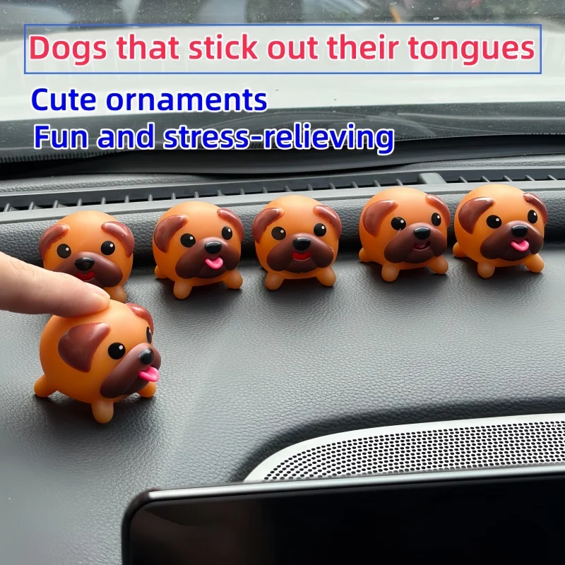 Maji Dog Sticking Out Tongue Car Ornament, Squishy Stress Relief Toy, Cute Vinyl Press Squeeze Fidget Prank Funny Small Decor, G