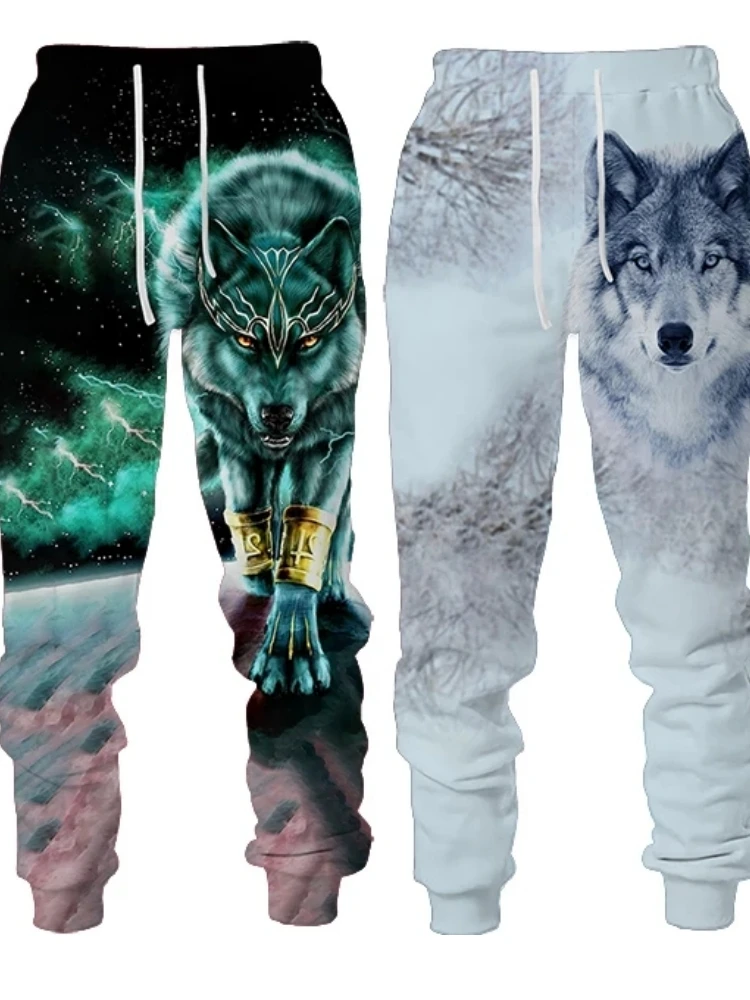 New Long Pants Men Wolf Graphic Sweatpants 3D Print Casual Sportwear Joggers Y2k Men's Outdoor Male Hip Hop Breathable Trousers