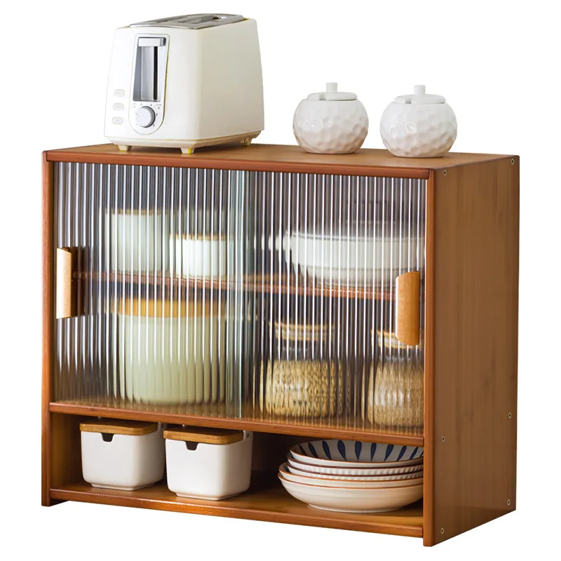 密閉型キッチン収納キャビネットドア、スパイス器具卓上オーガナイザー、カップ防塵ラック、多機能カウンタースペースセーバー