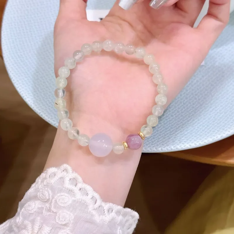 Natural grape stone with salt source agate bead bracelet, simple, fashionable and exquisite versatile bracelet jewelry