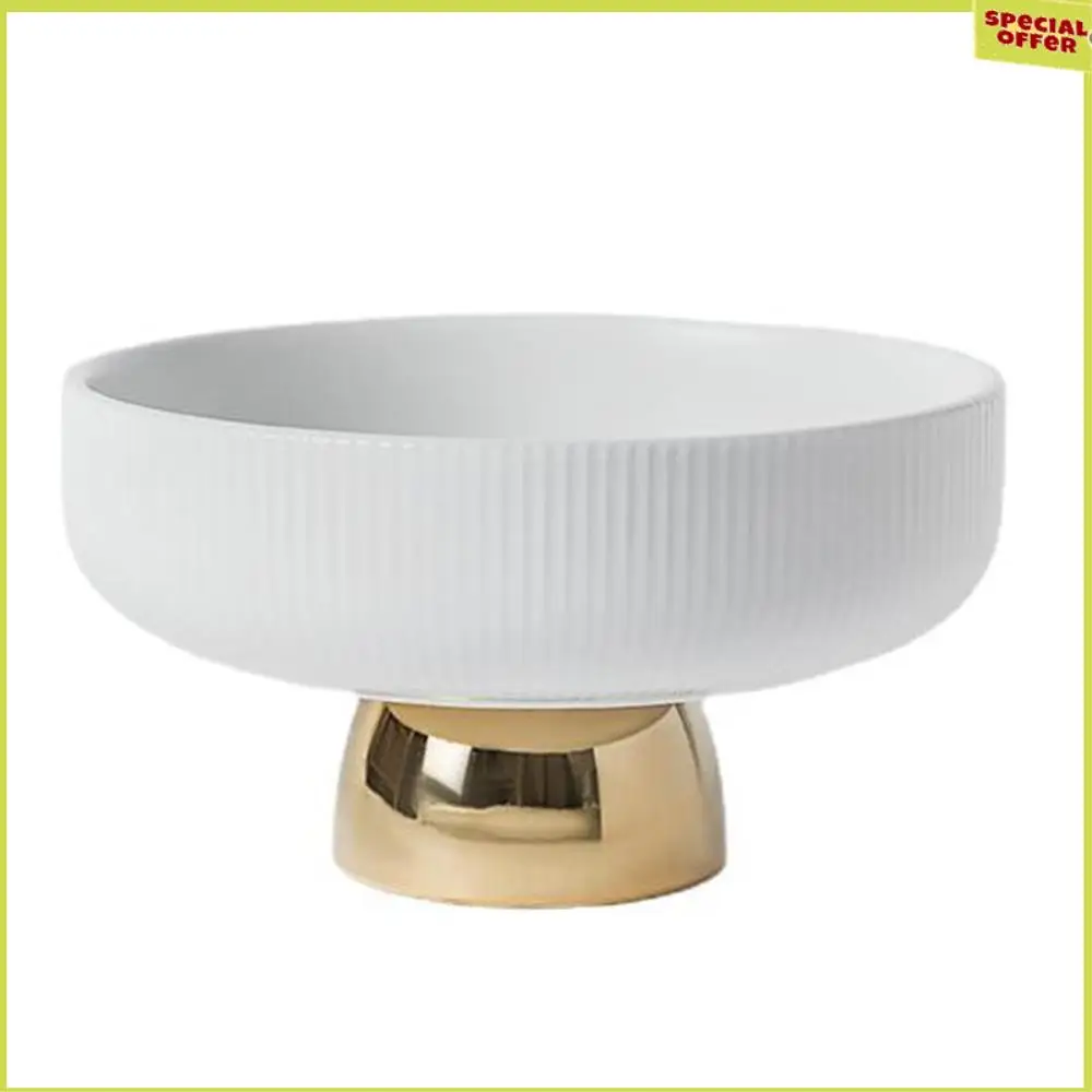 A34R  Plate Tall Feet Fruit Plate Round Salad Bowl Dessert Cake Pan Snack Tray Decorative Plates