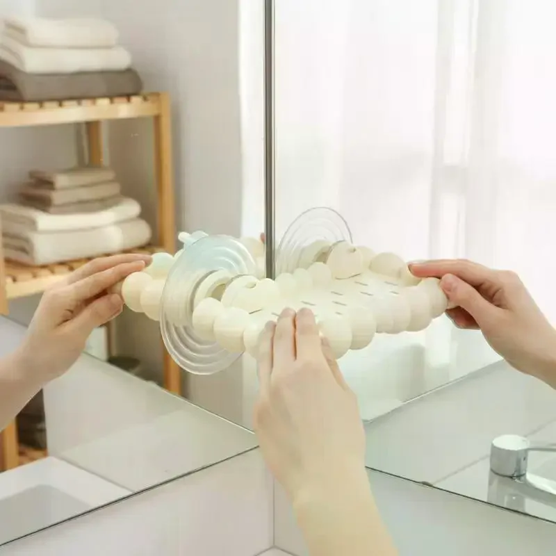 Cloud Shaped Suction Cup Storage Rack Punch Free Removable Plastic Organizer for Bathroom Cosmetic Toiletries