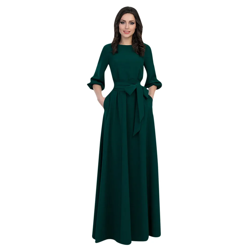 Vintage Fliege Maxi kleid 2024 Frauen Laterne Ärmel lange Party kleider Herbst elegante boden lange Kleid Robe de Soiree