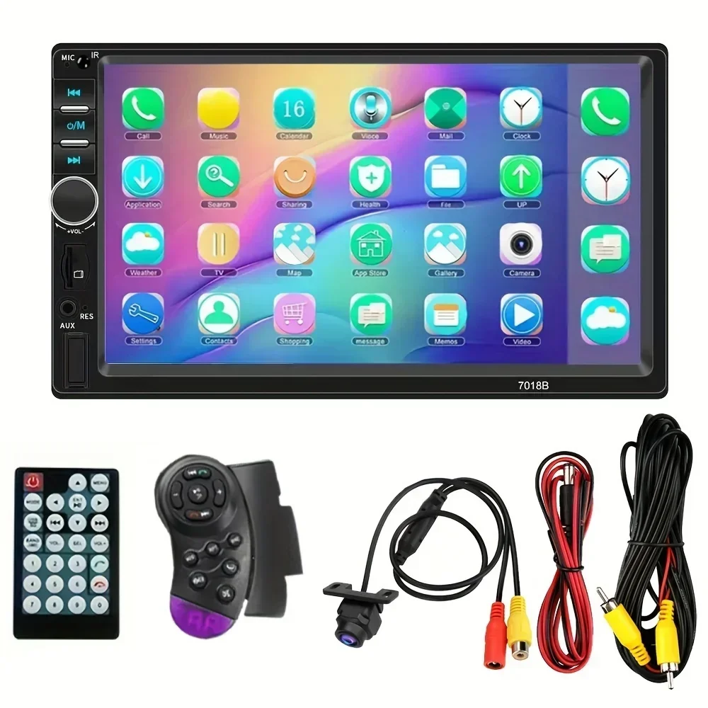 Bileeko 2 DIN Car DVD Player - FM Radio, Mirror Link, EQ, Line-In Aux, Universal Fit with Backup Camera