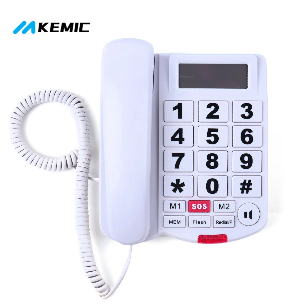 IAKEMIC Home Caller ID Big Button Corded Phone for Hearing and Visually Impaired Telephone for Seniors with Extra Loud Ringer