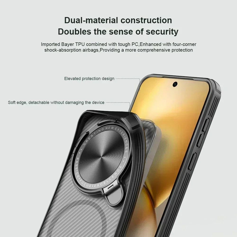 NILLKIN-Magnetic Case for Vivo X200 Pro, Micro-transparent, Clear Version, Flip-Style Lens Protection, MagSafe Cover with Holder